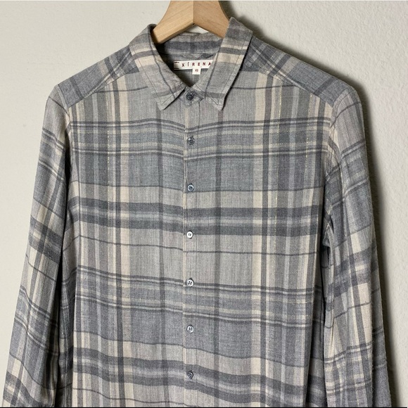 Xirena Shelby Gray Plaid Flannel Long Sleeve Button Up Shirt - Picture 6 of 11